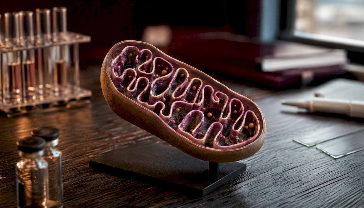 3D mitochondria model on lab table
