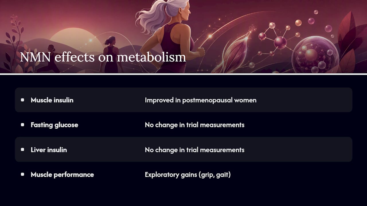 Clinical trial outcomes for NMN in postmenopausal women