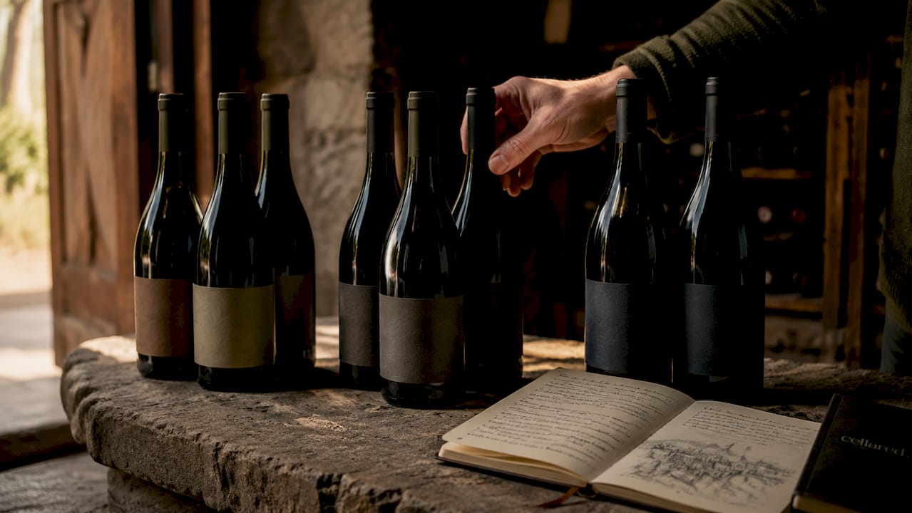 Wine bottles grouped by maturity zones