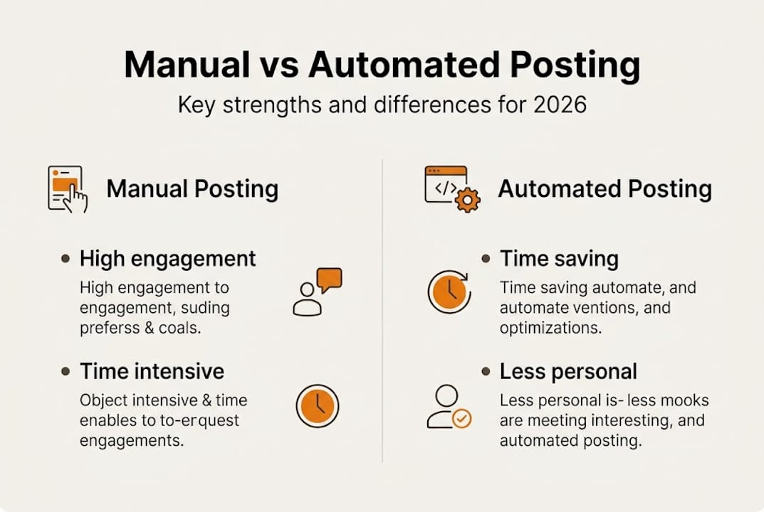 Infographic comparing manual and automated posting
