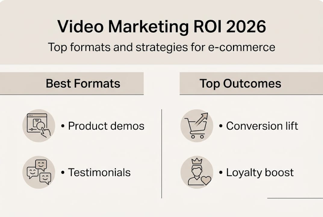 Infographic of e-commerce video strategies and ROI