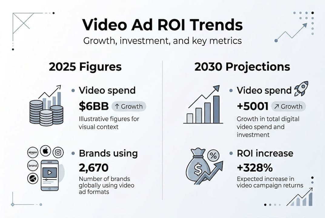 Infographic comparing video ad ROI and trends