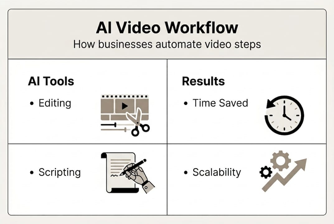 Infographic showing AI video workflow and results
