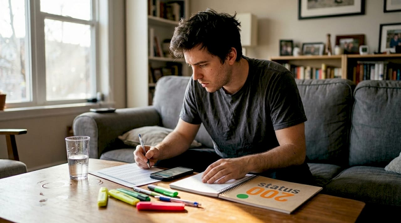 Man doing social media audience research at home
