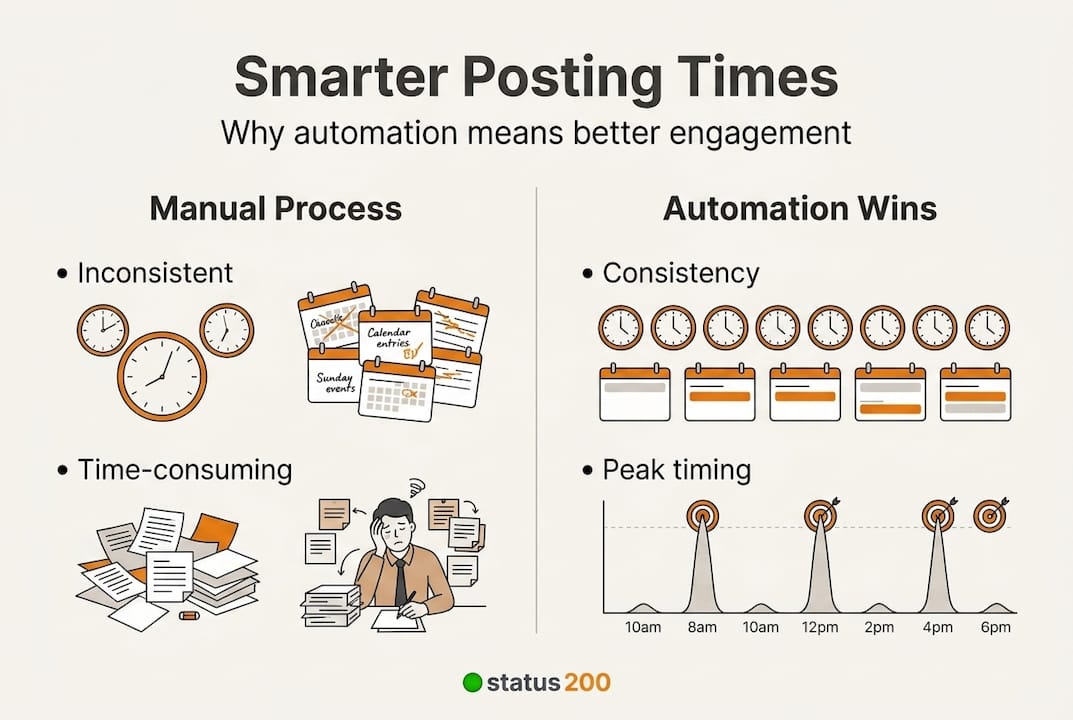 Infographic with manual and automated posting comparison