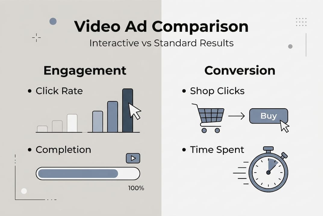 Infographic comparing interactive vs standard video ads