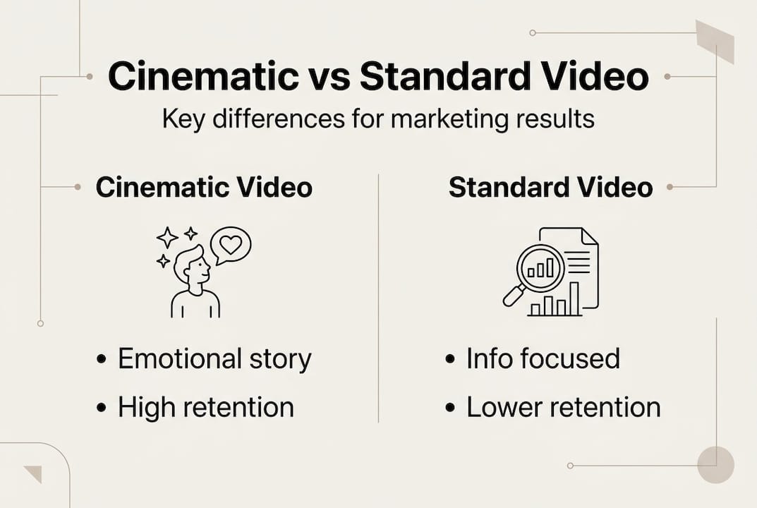 Infographic comparing cinematic and standard videos