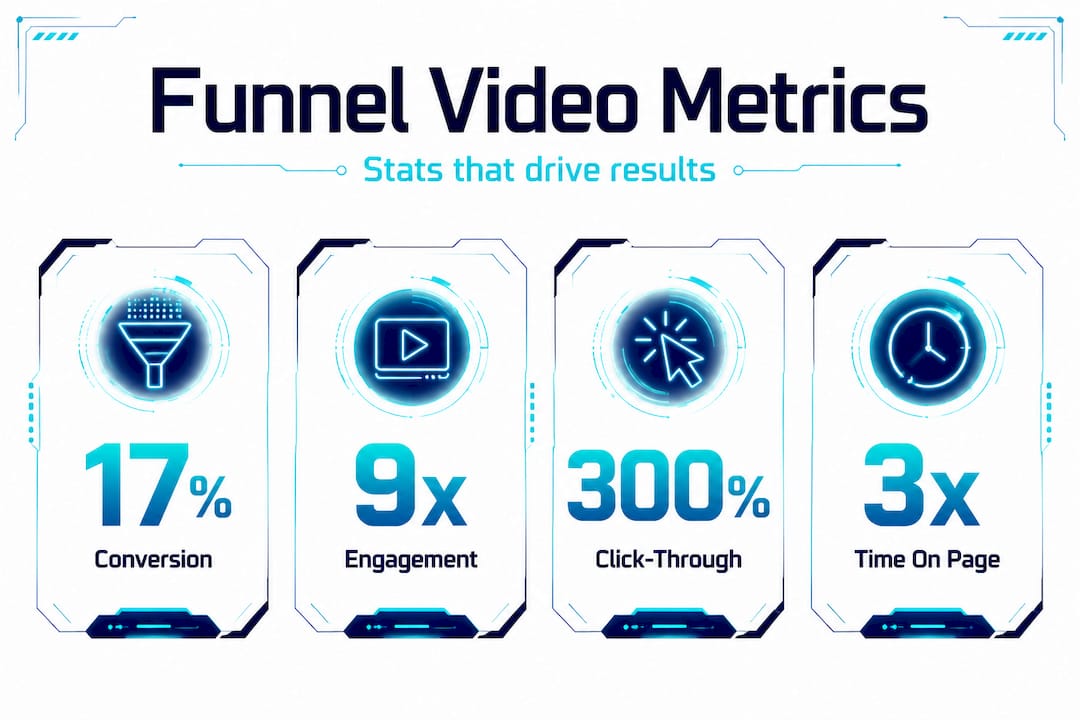 Infographic showing funnel video performance stats
