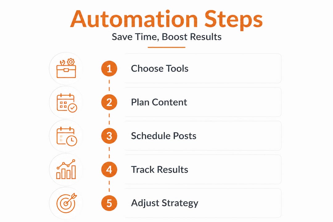 Infographic showing social media automation steps