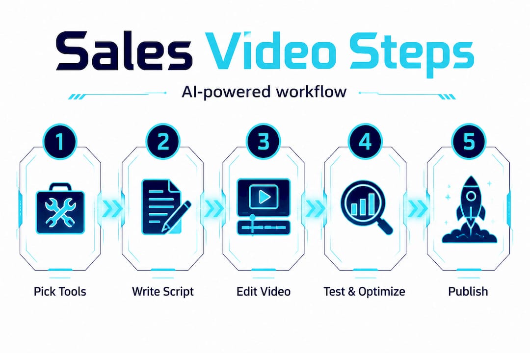 Infographic showing AI-powered sales video creation steps
