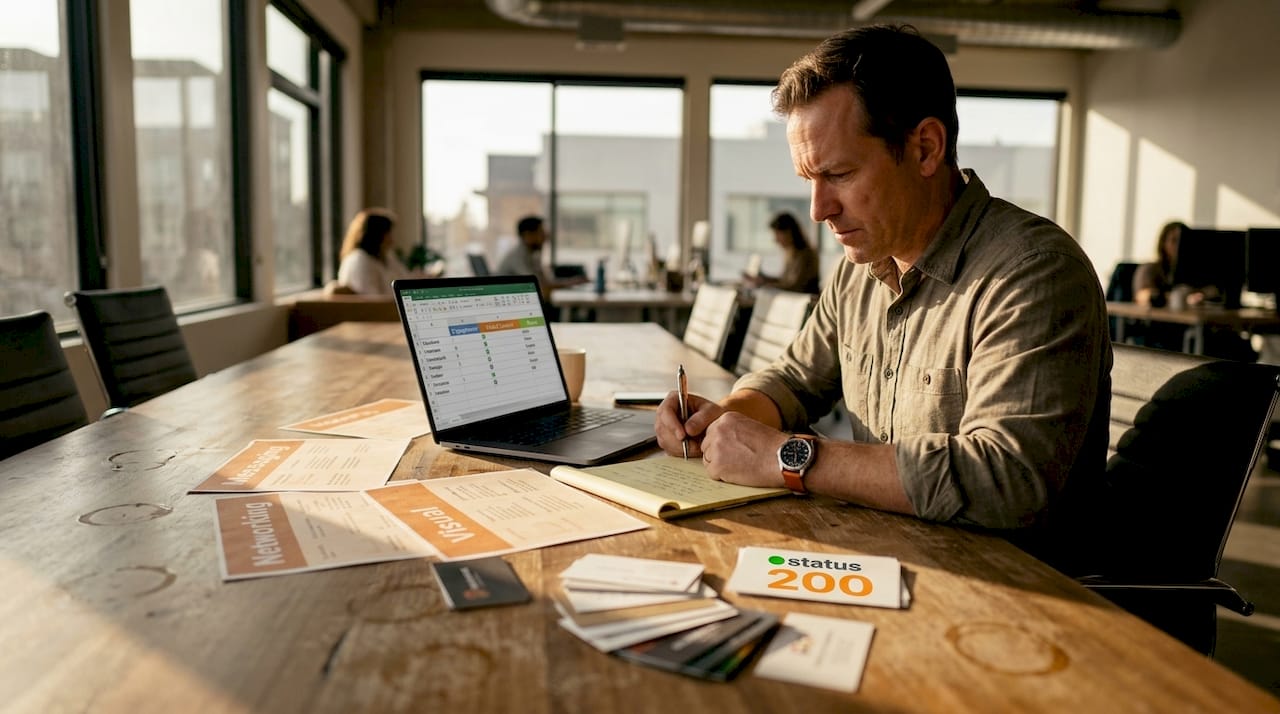 Business owner sorting social media platform types