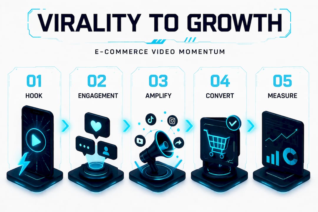 Infographic showing viral video growth steps