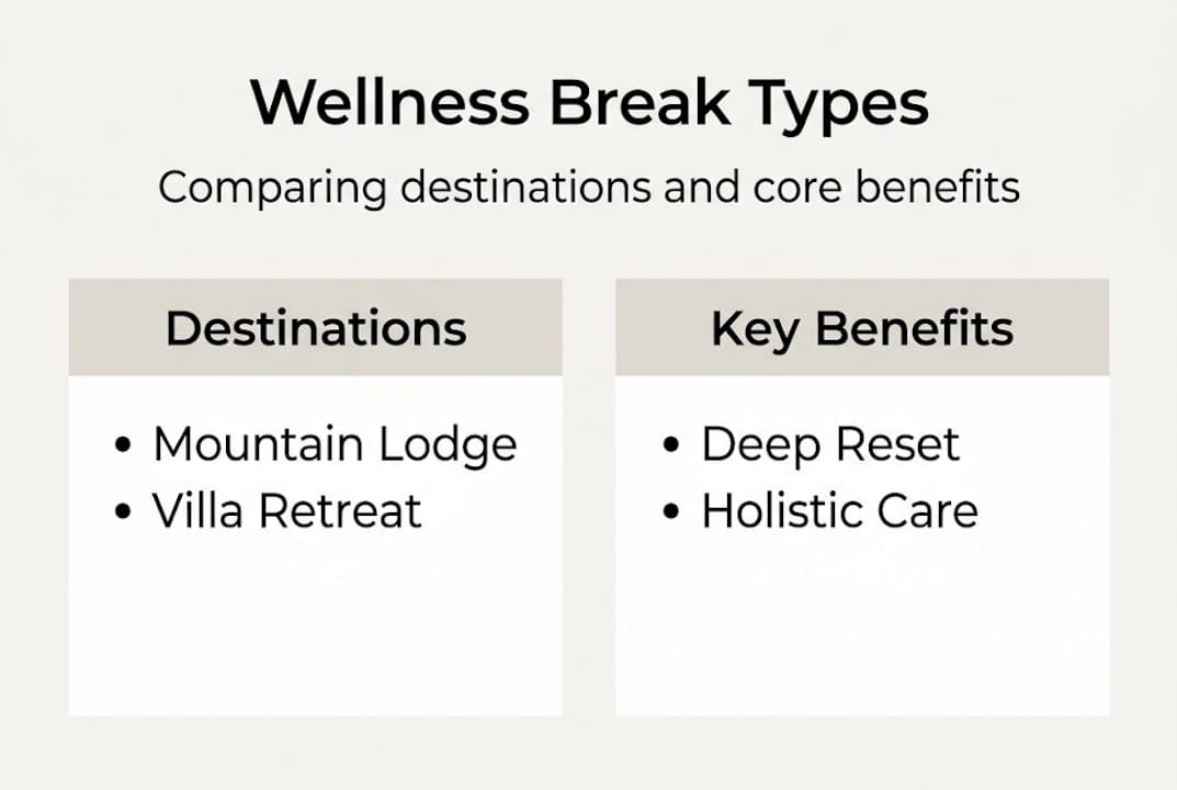 Infographic comparing wellness break types and benefits