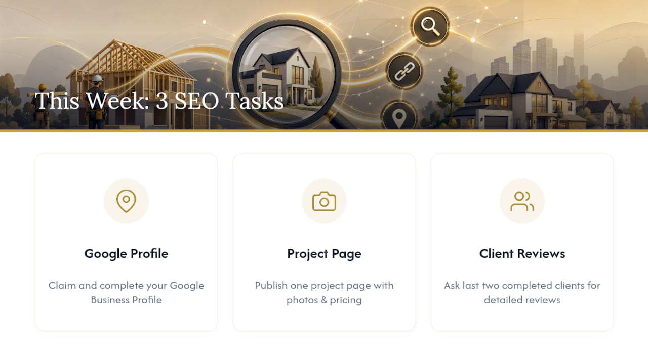 Three-step weekly SEO checklist for builders