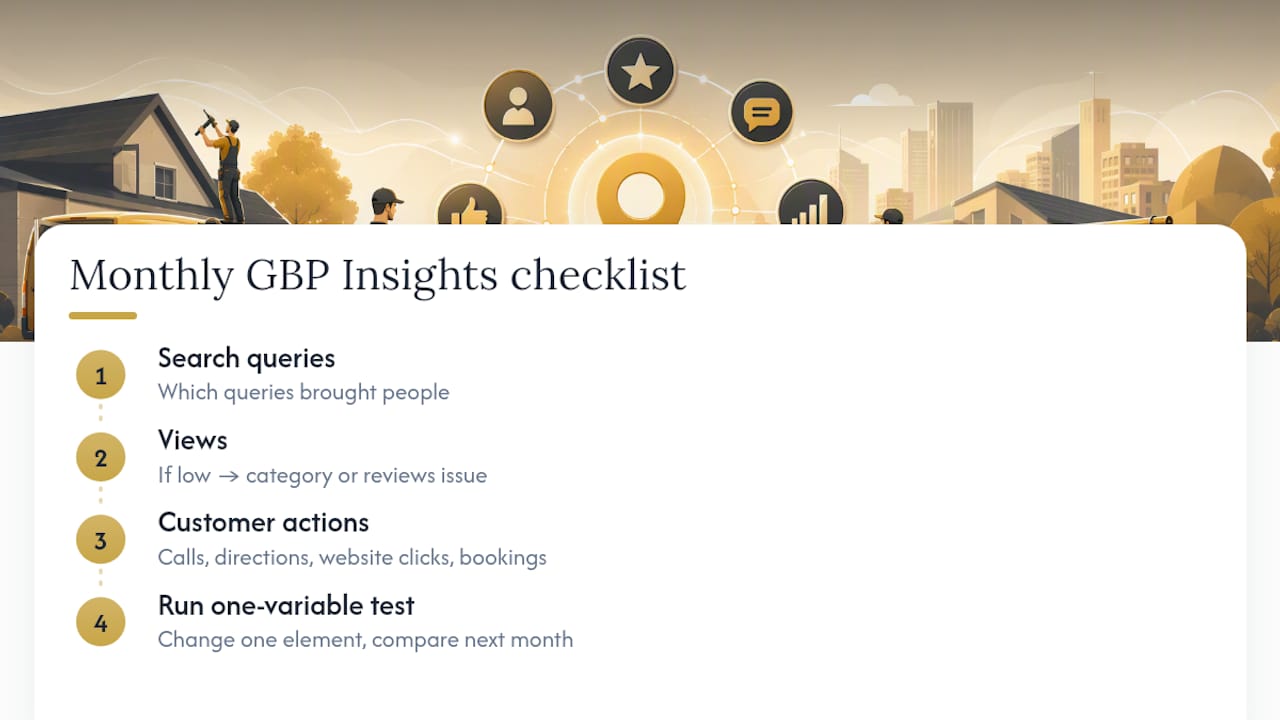 What should you track in GBP Insights each month? — overview diagram