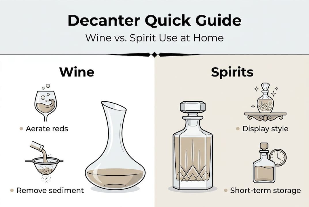 Infographic comparing wine and spirit decanter use