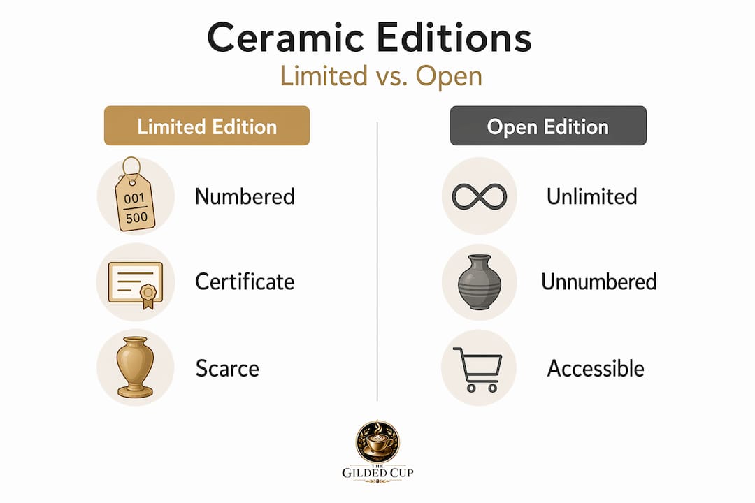 Infographic comparing limited and open edition ceramics