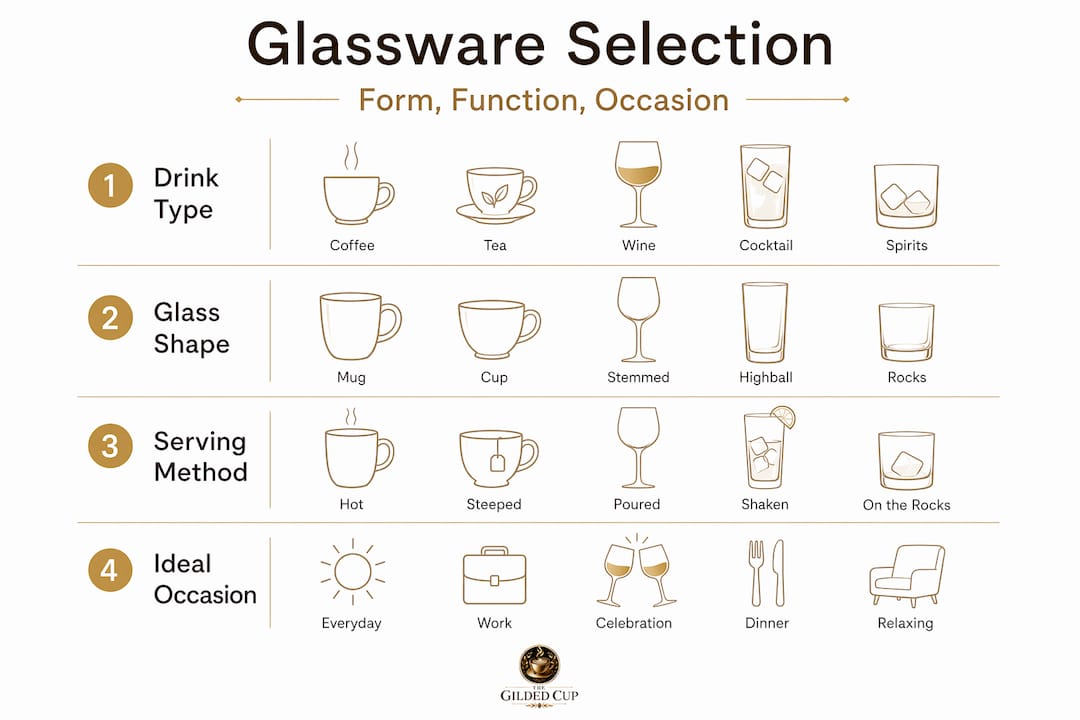 Infographic glassware selection steps