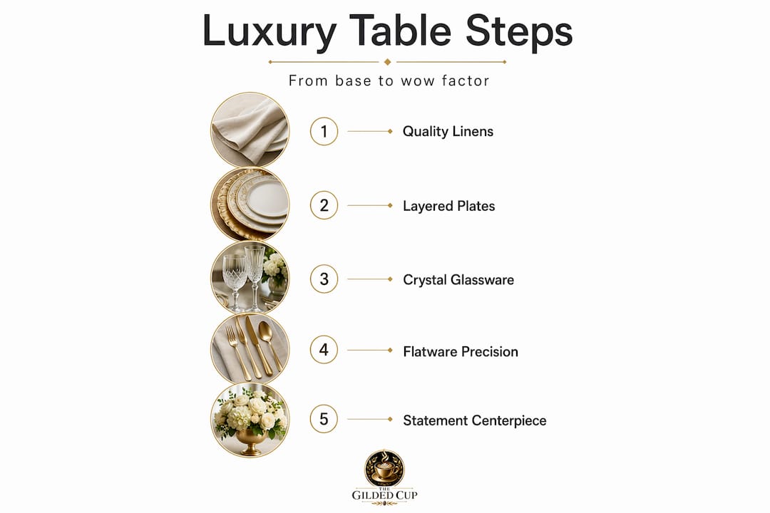 Infographic of luxury table setup steps