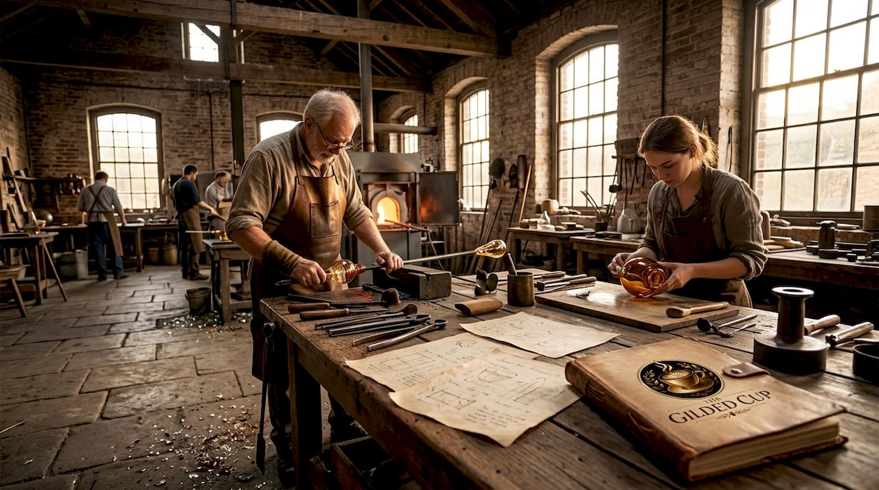 Vintage glass factory artisan workspace