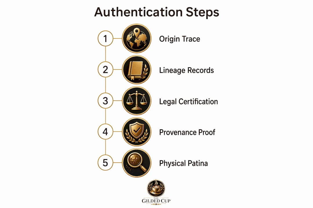Infographic showing heritage glass authentication steps