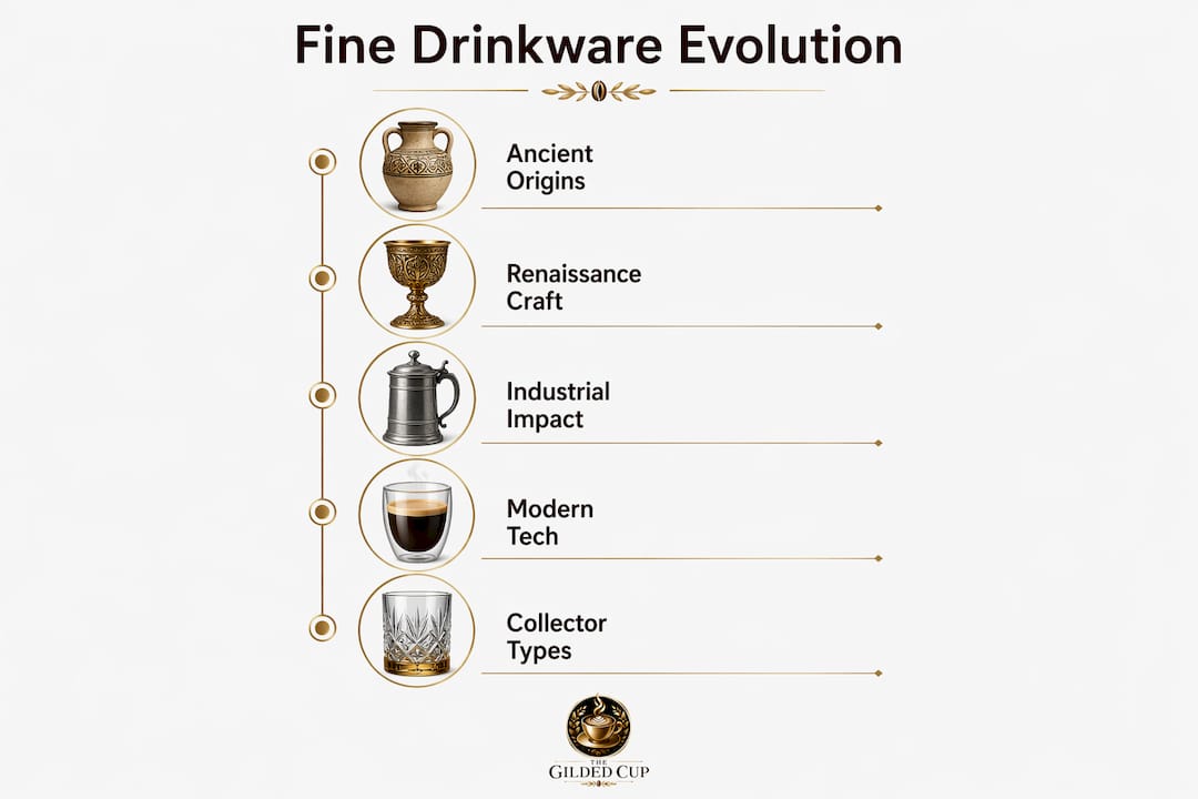 Infographic illustrating evolution stages of fine drinkware