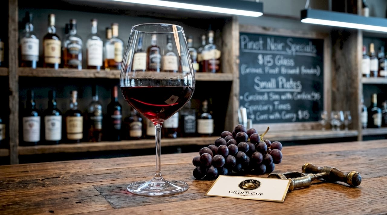 Close-up of Burgundy glass with red wine