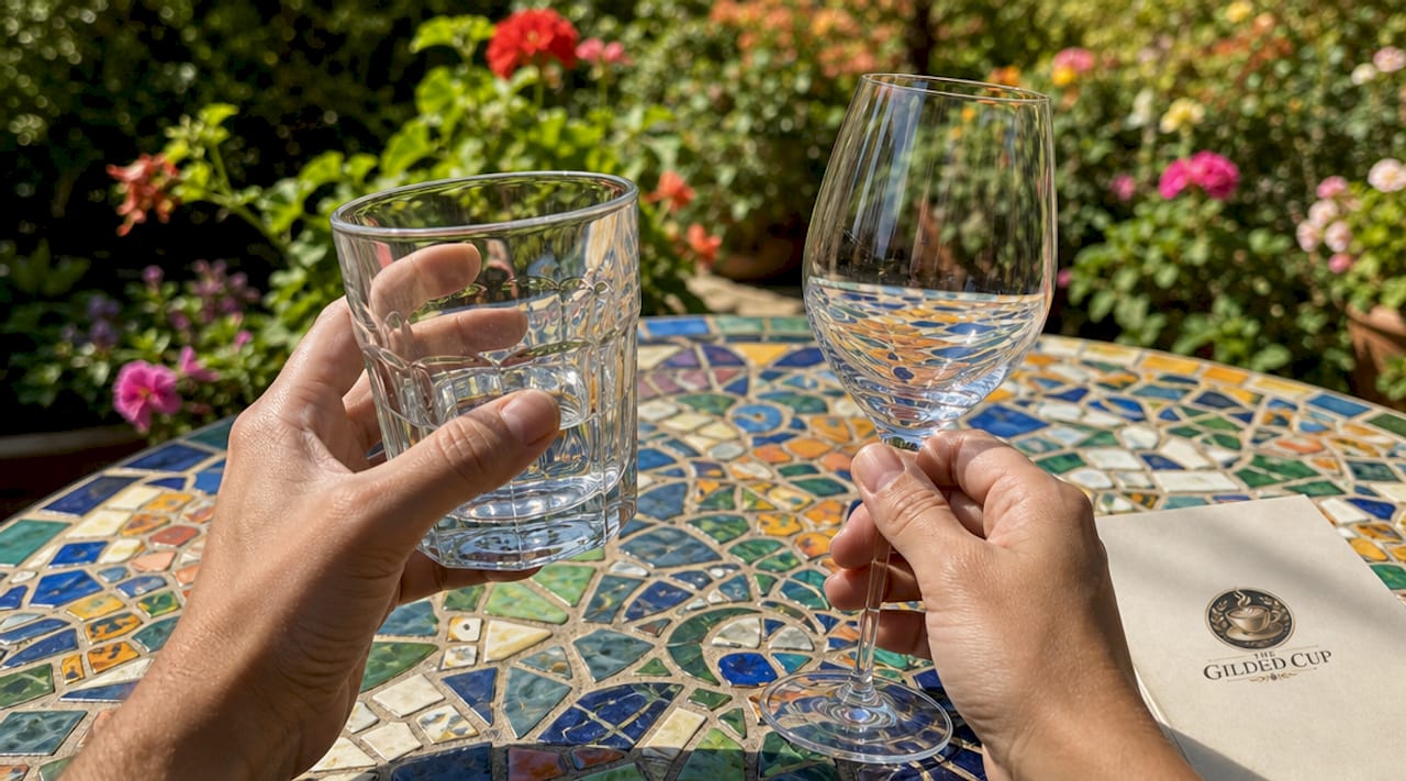 Hands comparing soda lime and lead-free crystal glasses