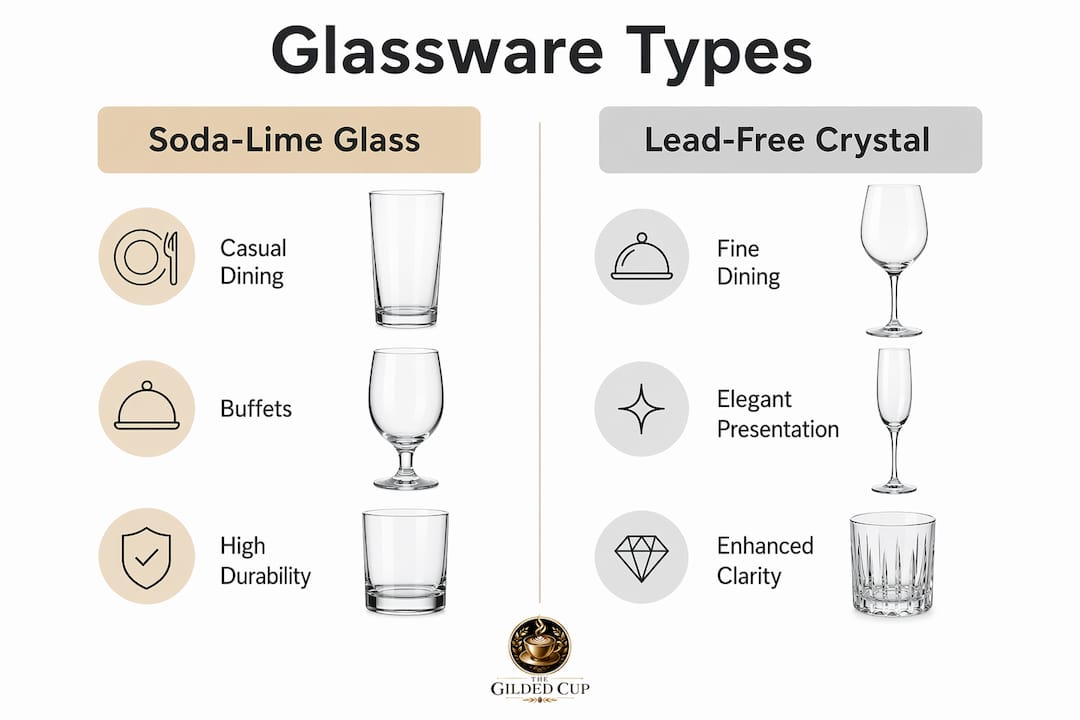 Infographic comparing glassware types and uses