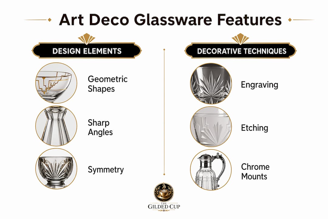 Infographic of Art Deco glassware design elements and techniques