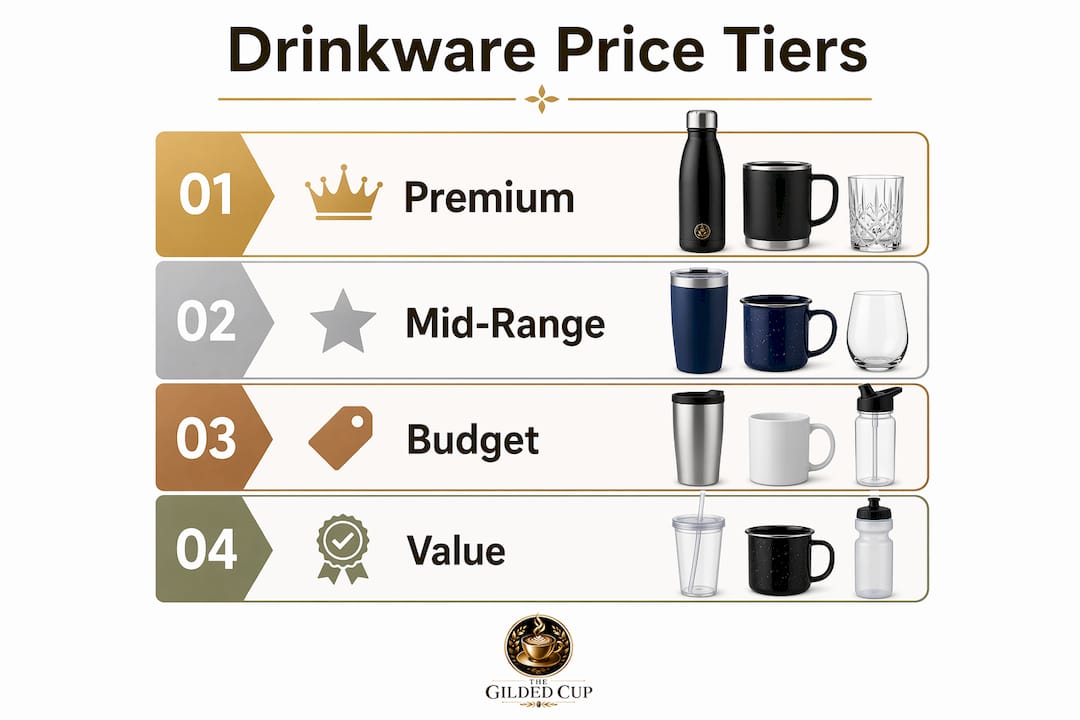 Infographic illustrating drinkware price tiers
