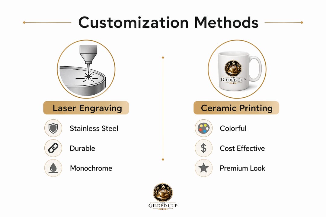 Infographic comparing signature drinkware customization types