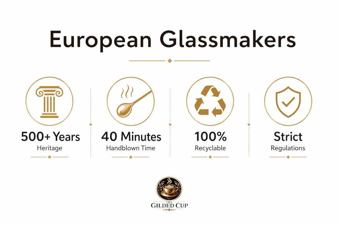 Infographic showing heritage, craftsmanship, recycling, and regulations
