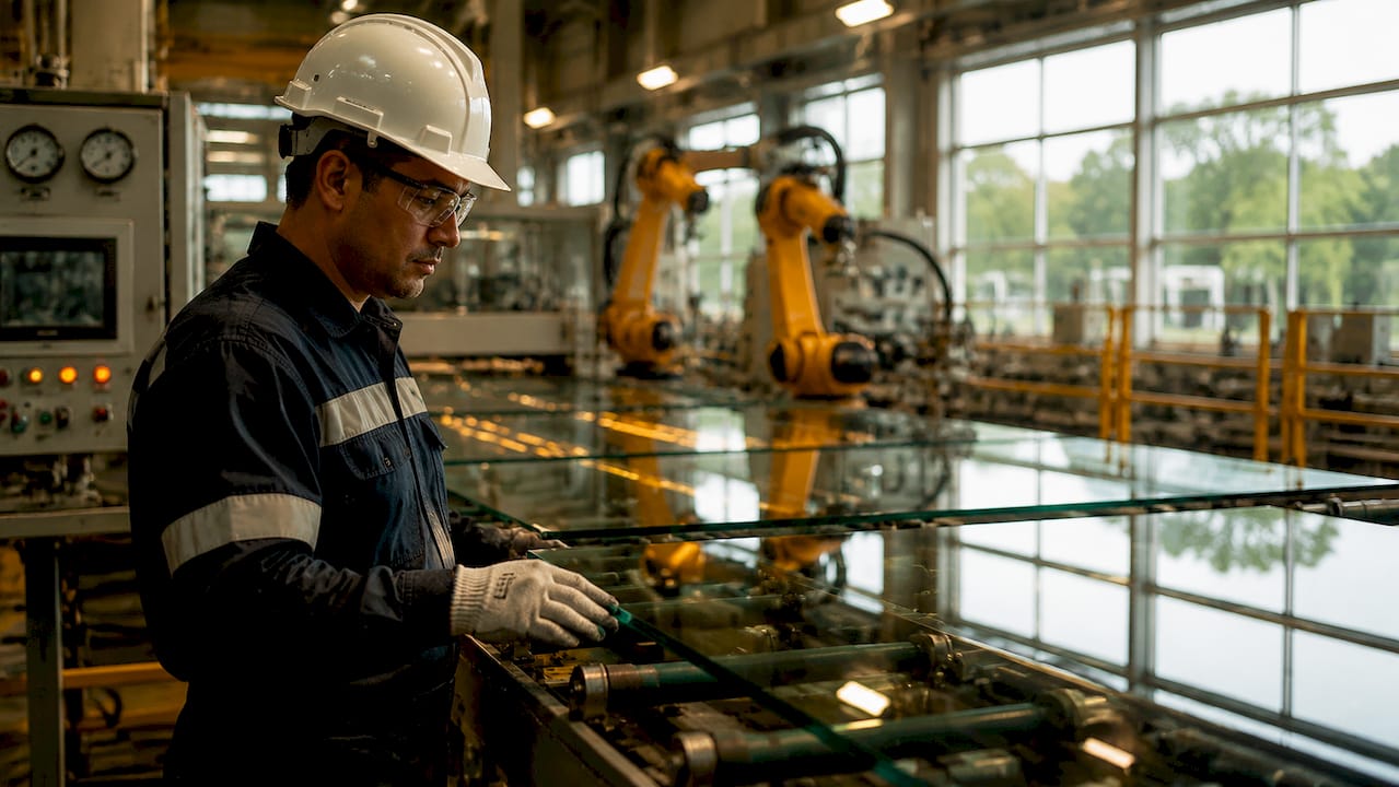 Industrial enamelled glass production line