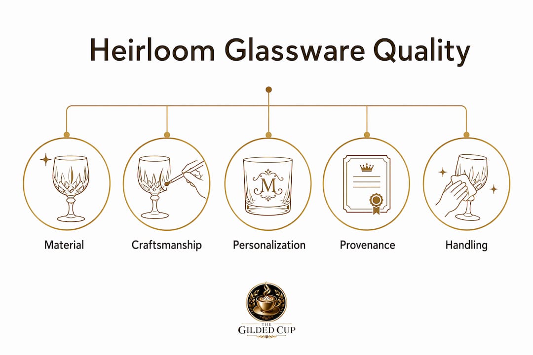 Infographic showing heirloom glassware quality factors