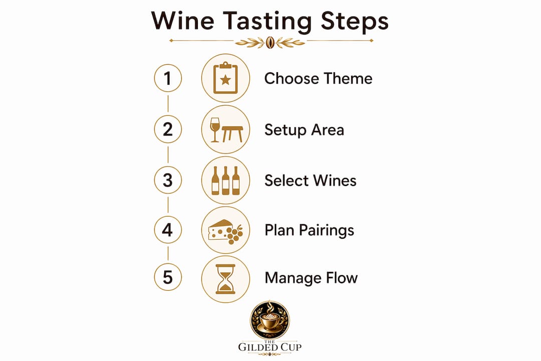 Infographic outlining key wine tasting planning steps