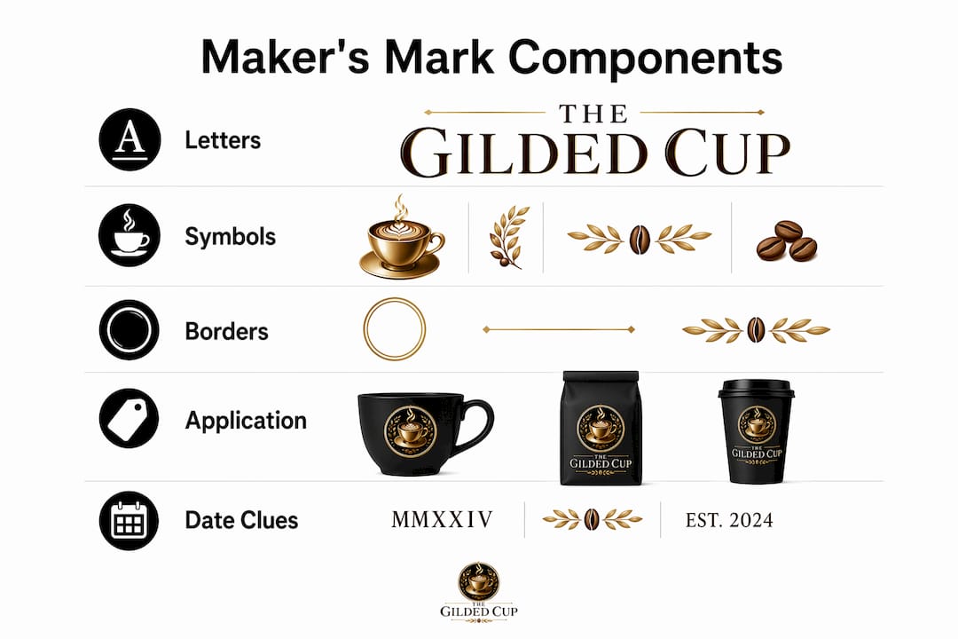 Infographic outlining main components of a maker's mark
