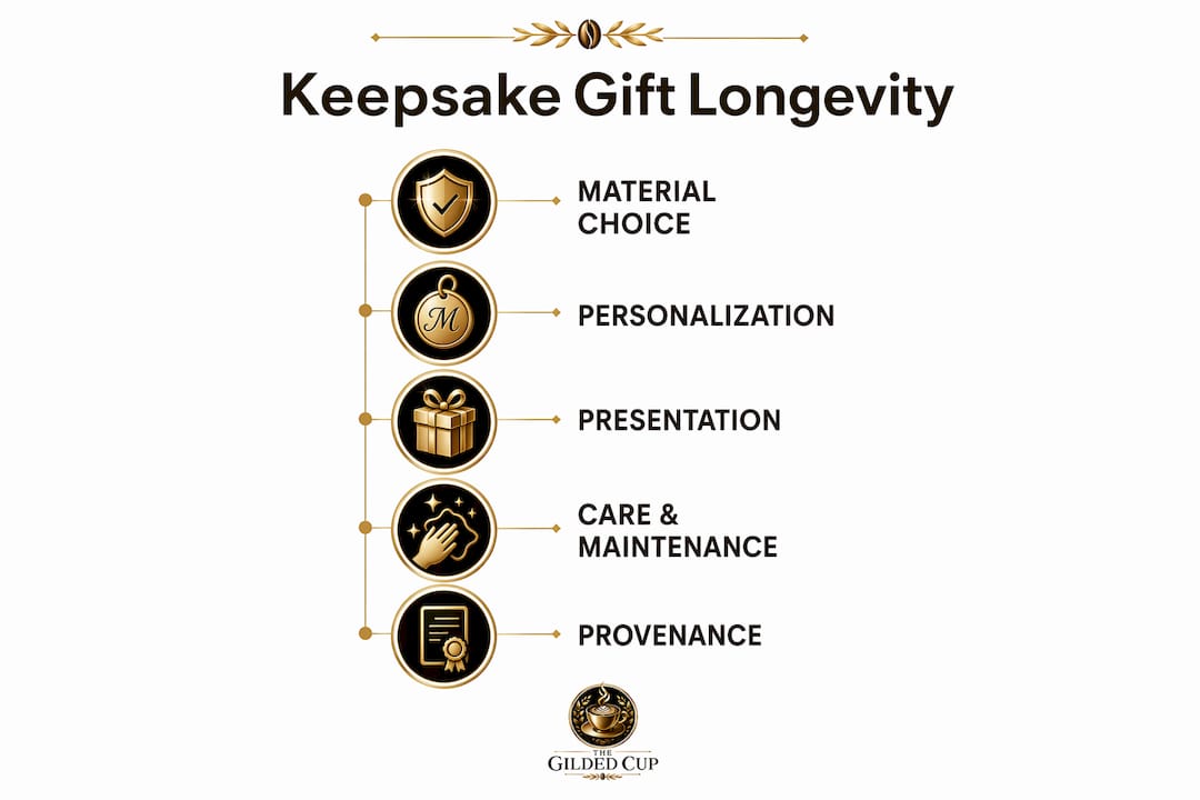 Infographic showing keepsake gift longevity key factors