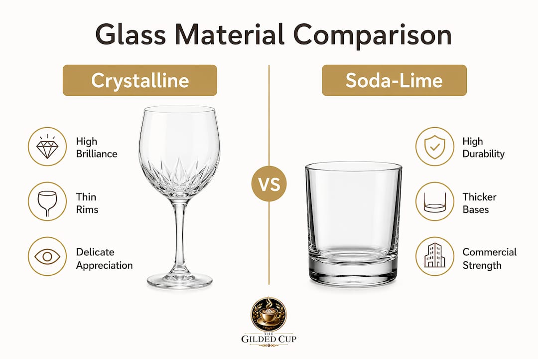 Infographic comparing crystalline and soda-lime glass