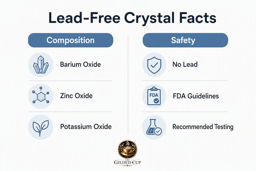 Infographic comparing composition and safety of lead-free crystal