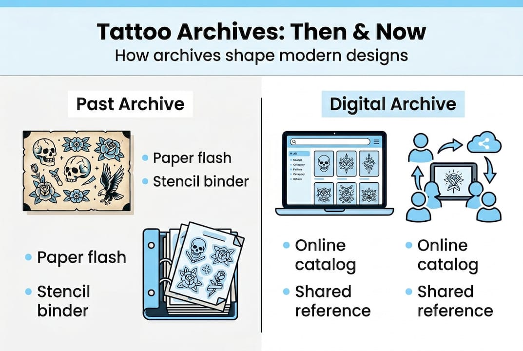 Infographic comparing paper and digital tattoo archives