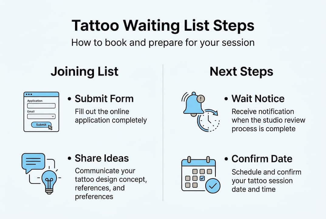 Infographic showing tattoo waiting list steps