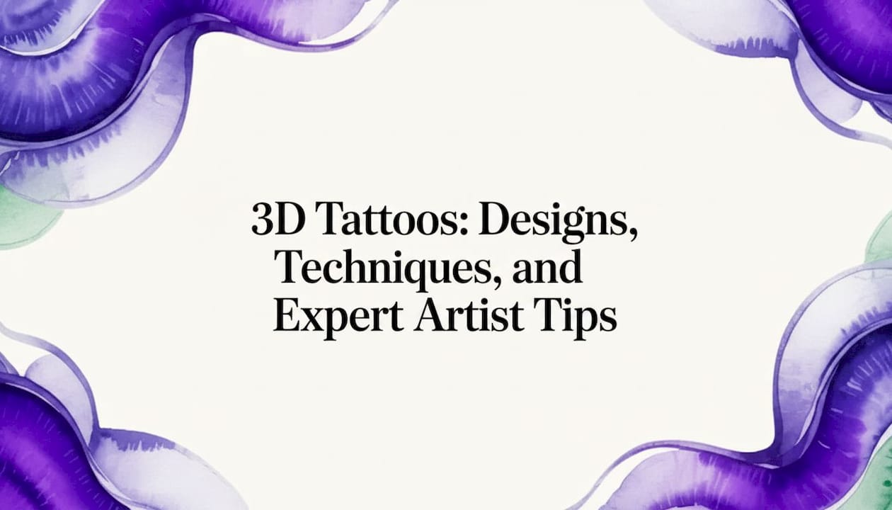 Watercolor frame with organic bands for 3D tattoos title