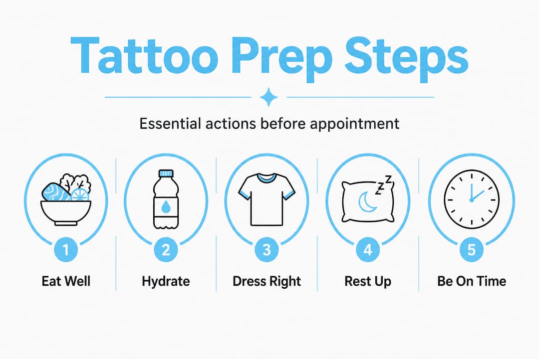 Infographic listing steps to prepare for tattoo