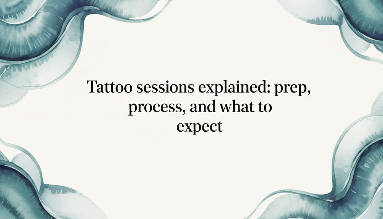 Decorative watercolor ribbon frame for tattoo session title card