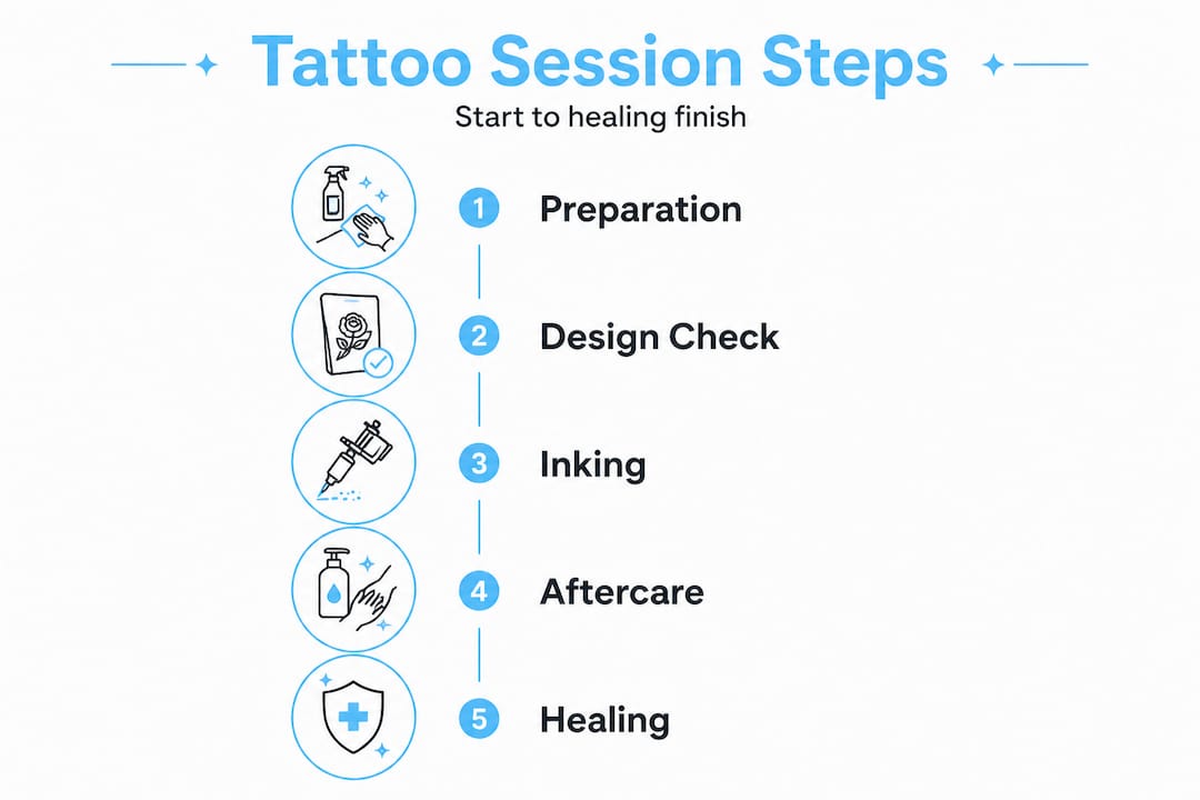 Infographic showing tattoo session process steps