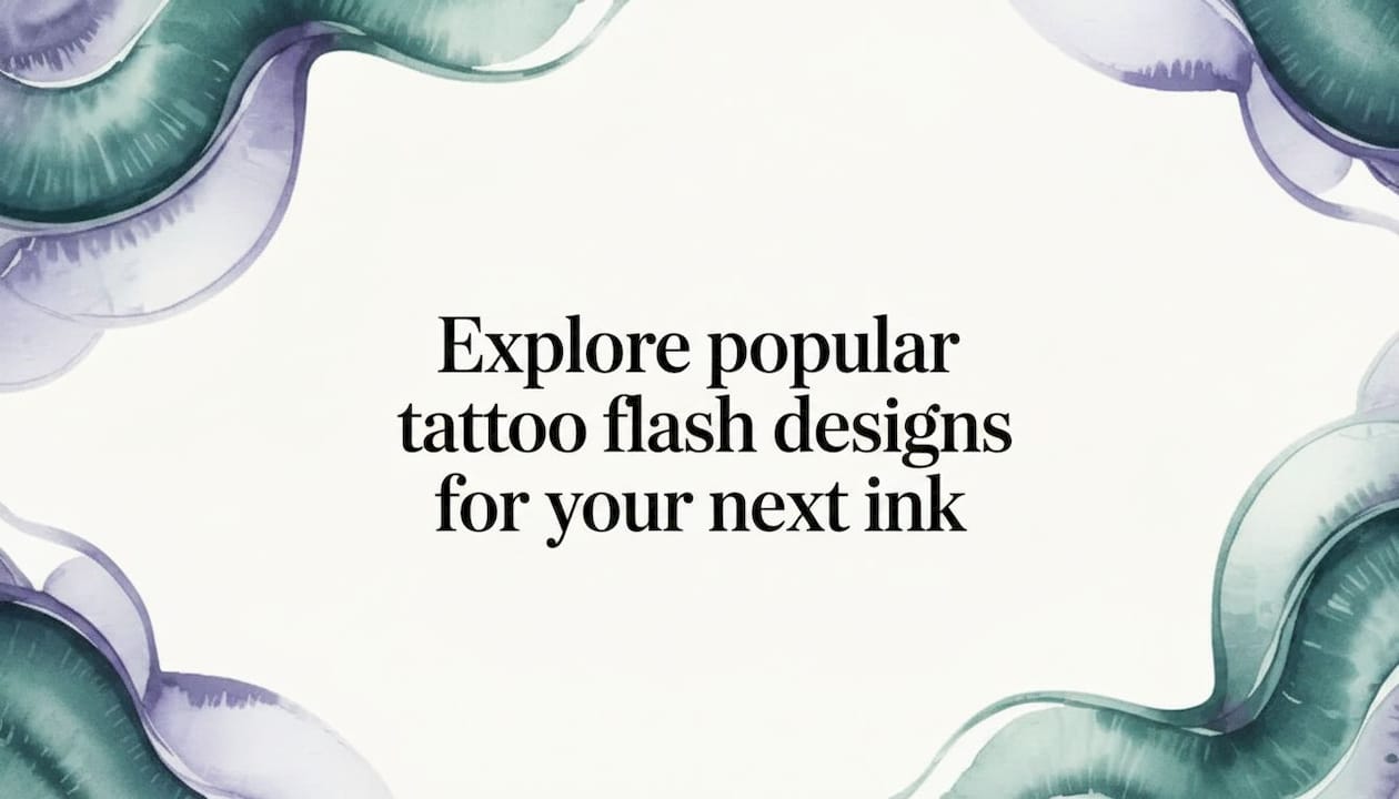 Watercolor tattoo flash title card frame
