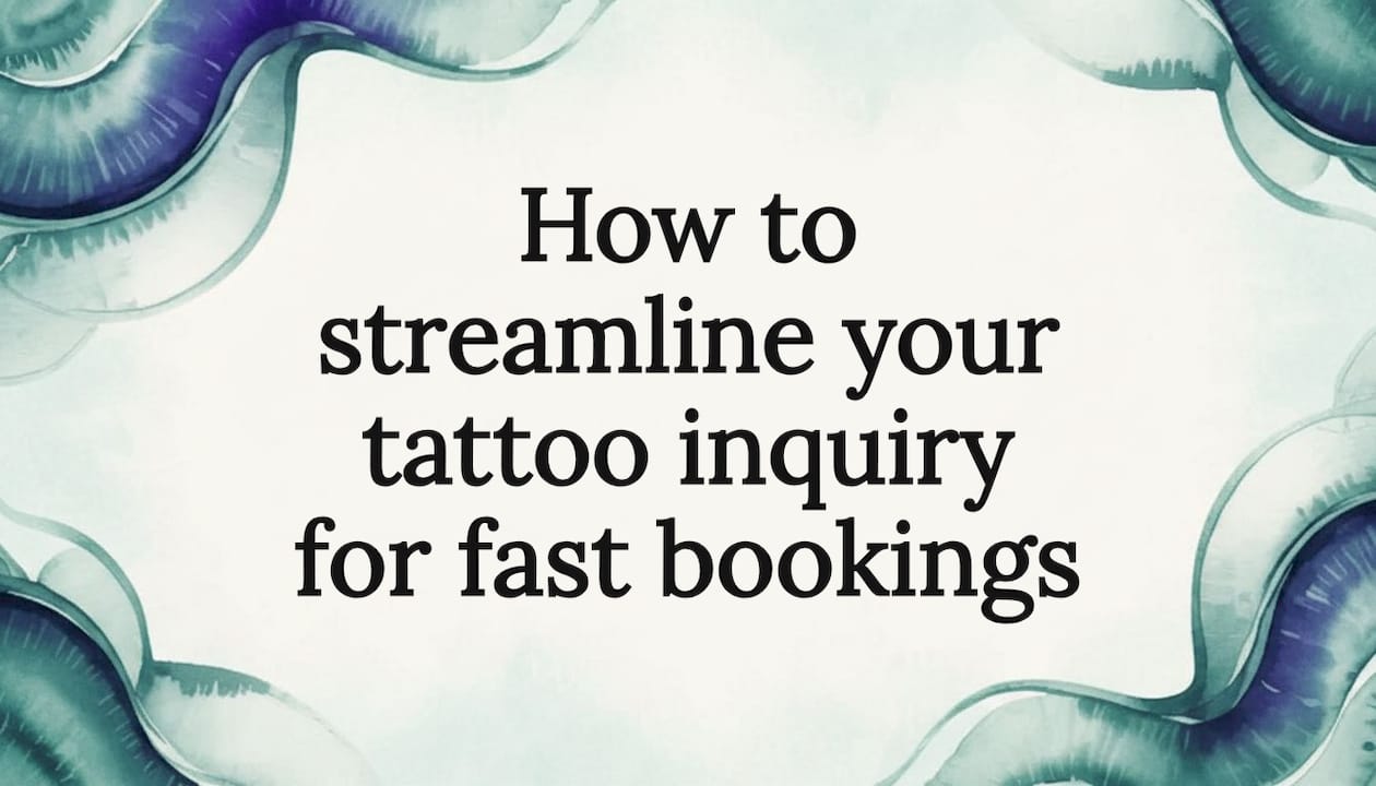 Decorative watercolor title card for tattoo booking article