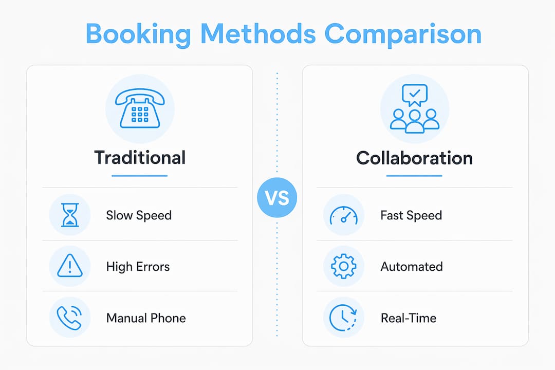 Infographic comparing collaboration and traditional tattoo booking methods