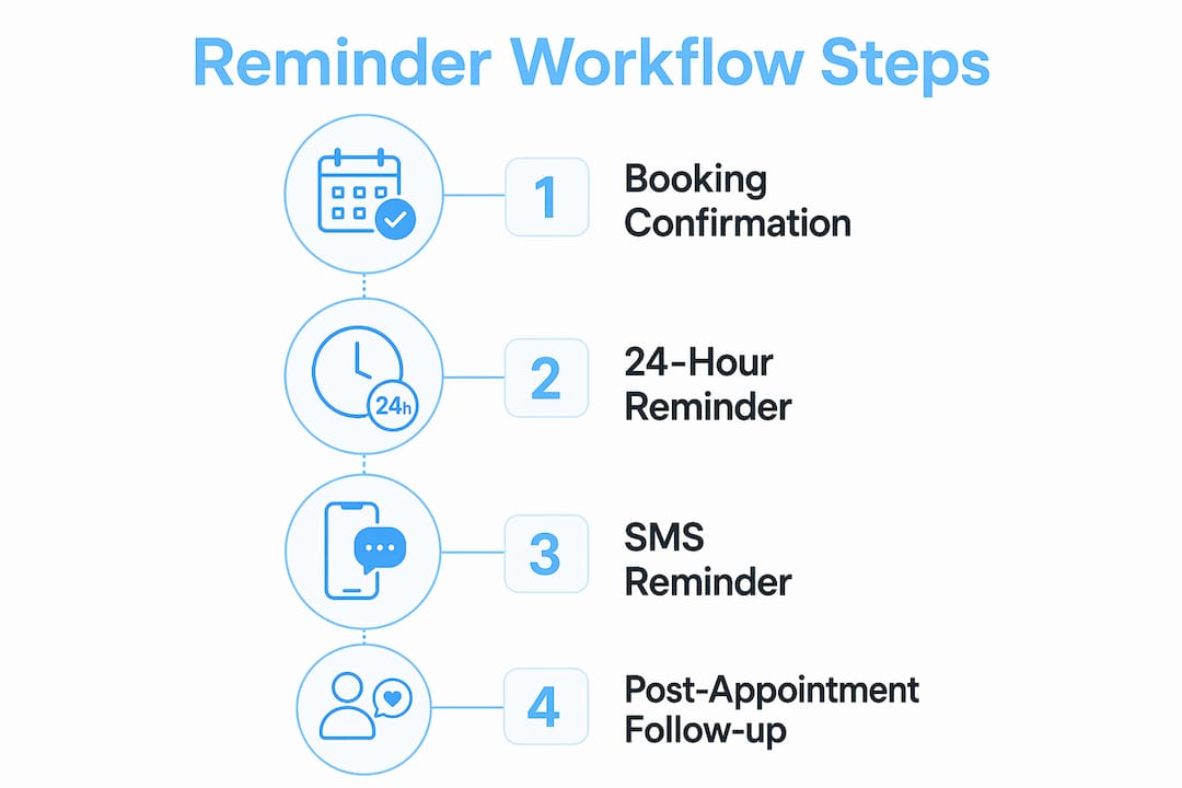Infographic showing appointment reminder workflow steps